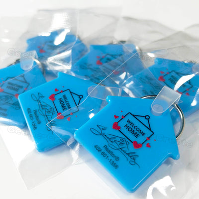 Custom House Shape Soft Key Tag Promotional Printed PVC Clear Keychain