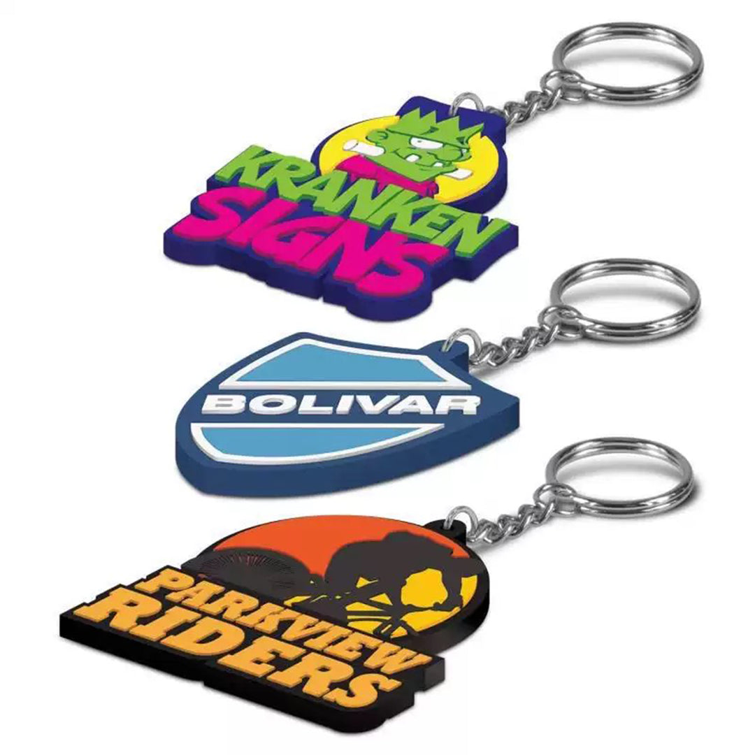 Custom 2D Die-cut Rubber Keychain Soft PVC Keyring For Business