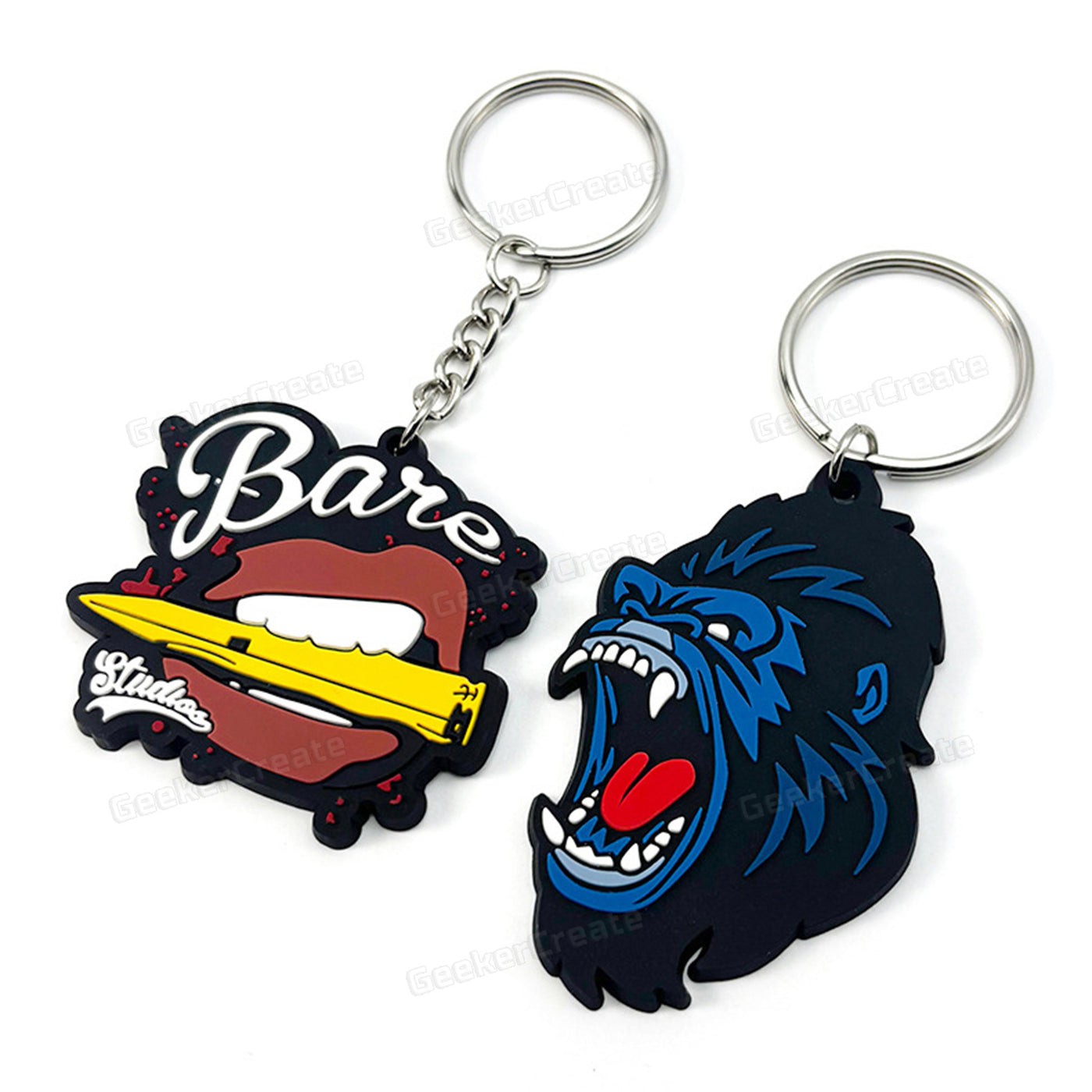 Custom 2D Die-cut Rubber Keychain Soft PVC Keyring For Business ...