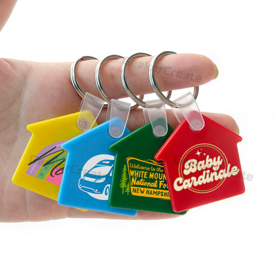 Custom House Shape Soft Key Tag Promotional Printed PVC Clear Keychain