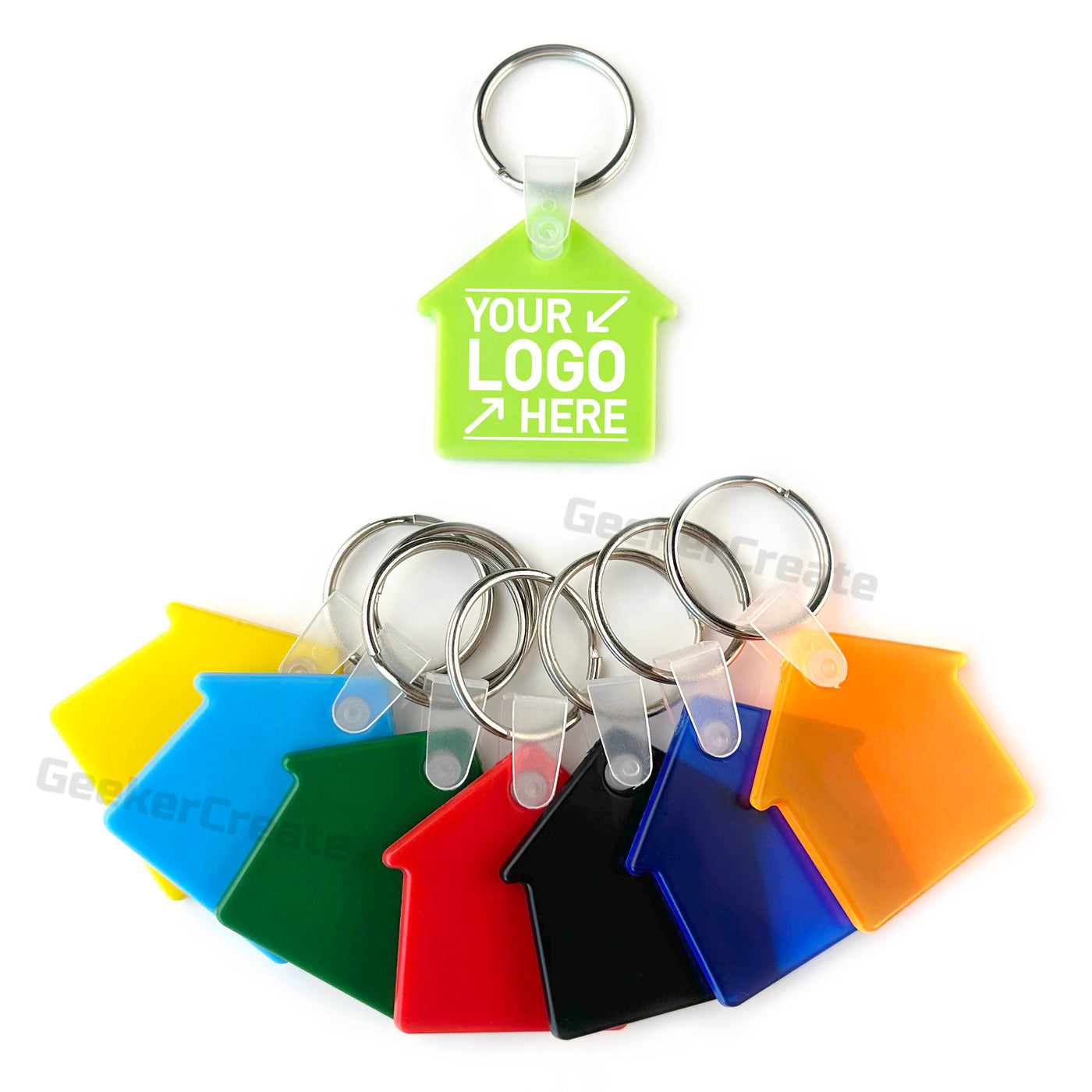 Custom House Shape Soft Key Tag Promotional Printed PVC Clear Keychain