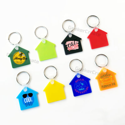 Custom House Shape Soft Key Tag Promotional Printed PVC Clear Keychain