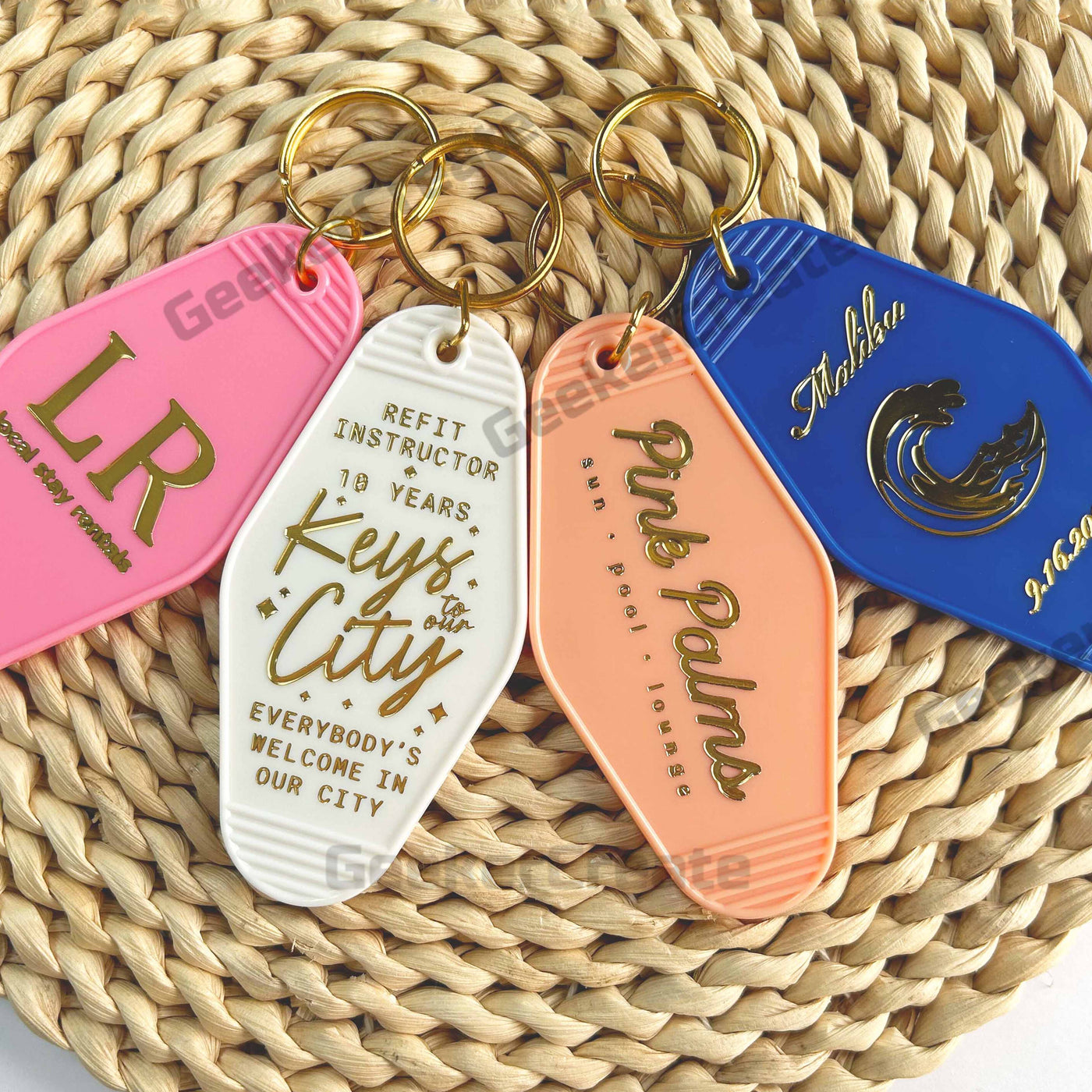 Custom Vintage Keychain lot Gold Foil Hotel Key Tag Gold Stamped ...