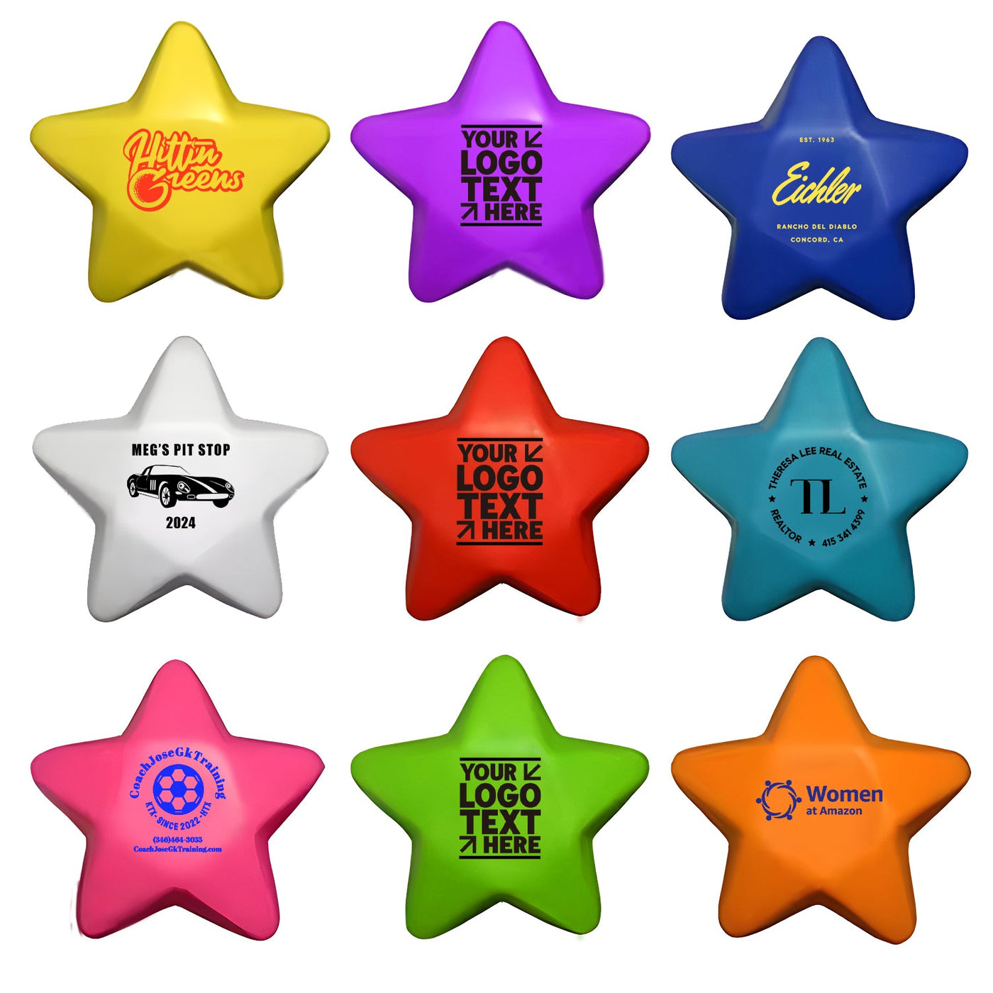 Bulk Custom Star Shape Pu Foam Stress Reliever Ball For Branded Promo