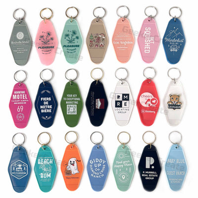 Custom Retro Hotel Motel Plastic Keychains Printed Key Tags