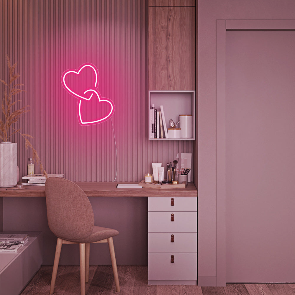 Lock Hearts LED Neon Sign - Mini Neon Sign