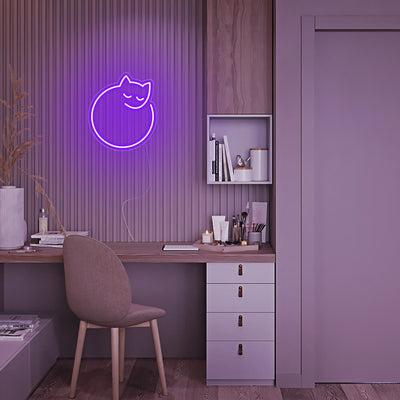 Sleeping Cat LED Neon Sign - Mini Neon Sign