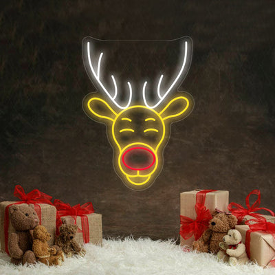 Christmas Reindeer Head LED Neon Sign - Merry Christmas Neon Sign