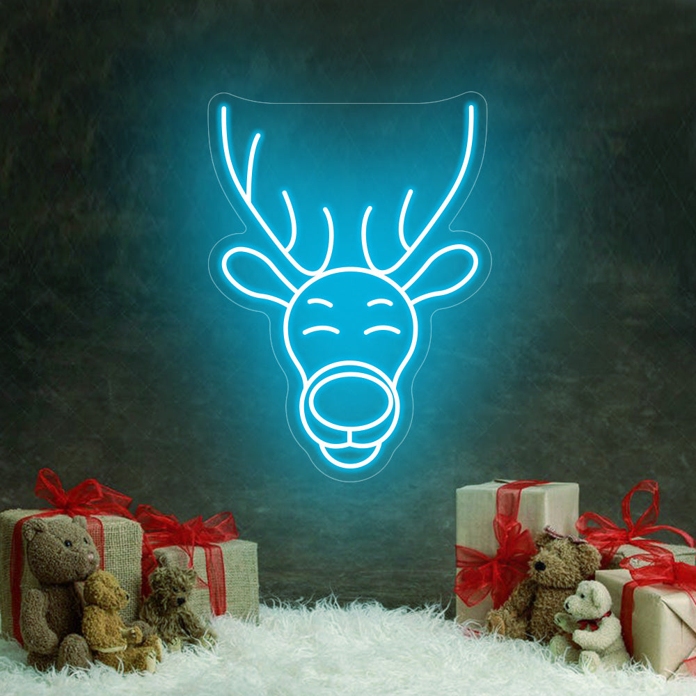 Christmas Reindeer Head LED Neon Sign - Merry Christmas Neon Sign