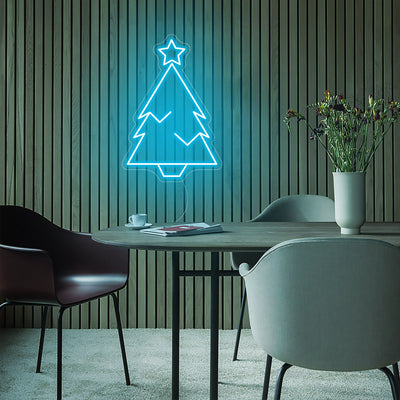 Christmas Tree Green Tree With Star Top LED Neon Sign - Merry Christmas Neon Sign