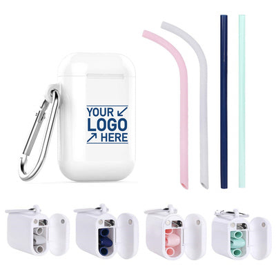 Wholesale Reusable Silicone Straw Custom Logo Collapsible Straws with Case and Brush